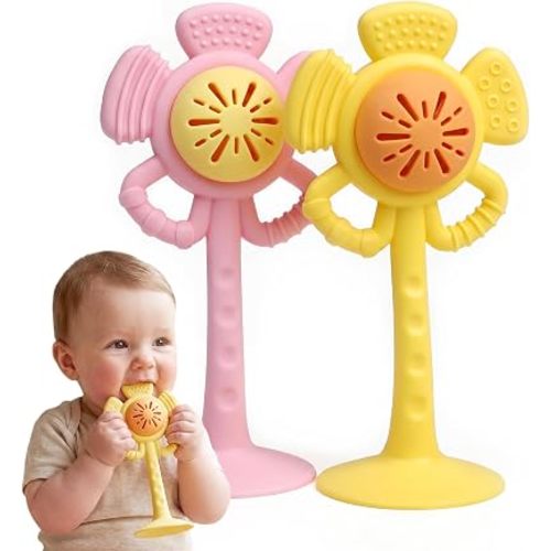 Baby Teething Rattle and Suction Cup Toys for Babies 0 6 12 Months