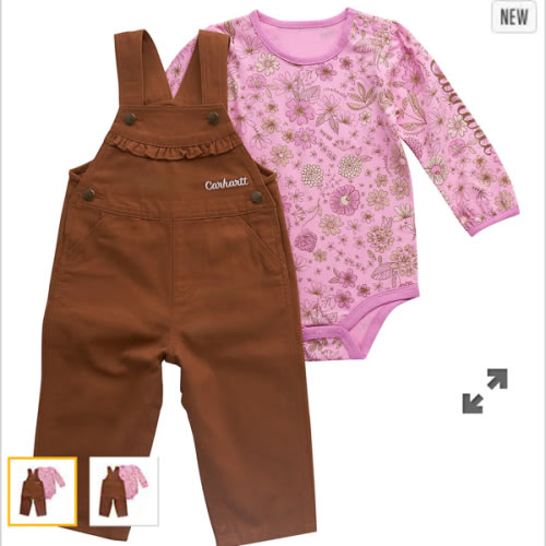 Girls' 2-Piece Long Sleeve Floral Bodysuit & Canvas Overall Set (Baby) | Shop all Girls | Carhartt