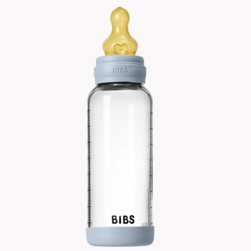 BIBS Baby Glass Bottle Set 8oz Latex - Baby Blue | Smooth Feeding – Bibsworld store US