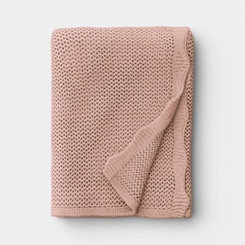 Knit Throw with Scalloped Edge Pink - Threshold™