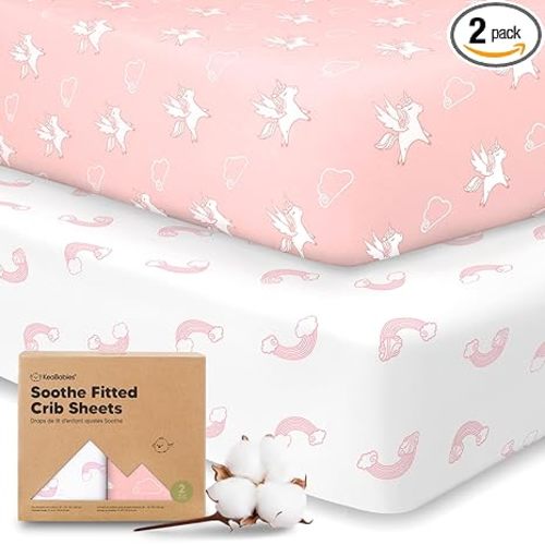 KeaBabies 2-pk Organic Cotton Crib Sheets for Boys Girls 52x28 (Dreamland) | Fitted Crib Mattress Sheet Neutral, Breathable Cover for Baby Bed Set, Toddler Mattress, Soft & Cute Prints