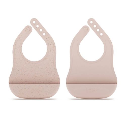 Lalo 2pk Silicone Bibs - Grapefruit