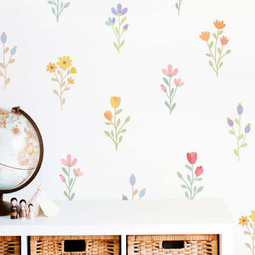 Floral Bunches Fabric Wall Decals - Pastel