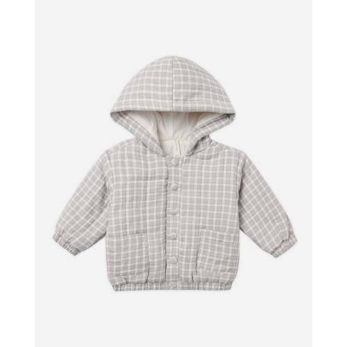 Hooded Woven Jacket Blue Gingham – Quincy Mae