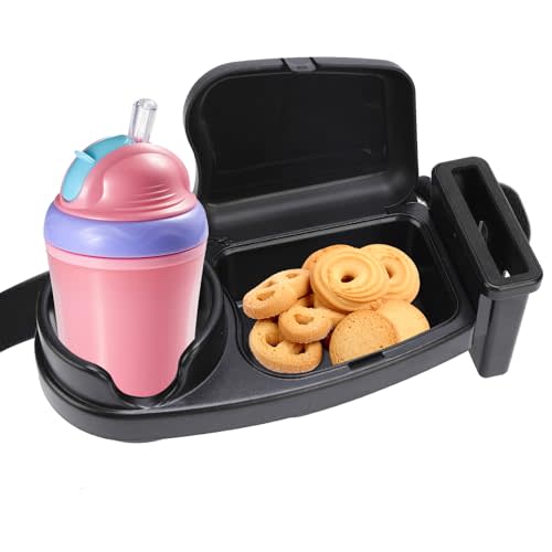 Stroller Snack Tray Compatible with Joie, 3-in-1 Snack Tray with Lid and Stroller Cup Holder, Detachable Non-Slip Design, Durable ABS Stroller Accessories for Baby Travel