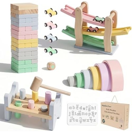 Wooden Montessori Kids Toys Play Kit, Educational Learning Set