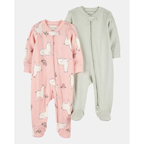 Carter's 2-Pack 2-Way Zip Cotton Sleep & Play Pajamas - Pink/Green
