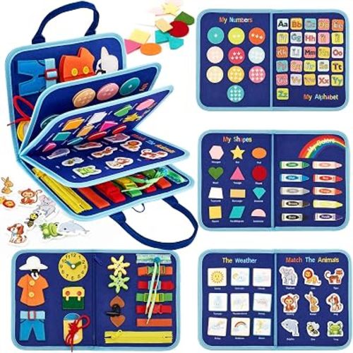 hahaland Montessori Busy Board for Toddlers, Preschool Learning Activities