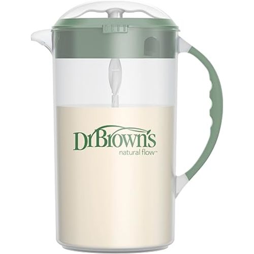 Dr. Brown's Baby Formula Mixing Pitcher with Adjustable Stopper, Locking Lid, & No Drip Spout, 32oz, BPA Free, Olive