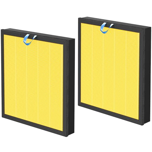 Cabiclean Vital 100S Pet Care Replacement Filter for LEVOIT Vital 100S and 100S-P Air Purifier, Vital 100S-P Pet Care Filter for Pet Dander, Odors, Smoke, Vital 100S-RF, LRF-V102-YUS, Yellow, 2 Pack