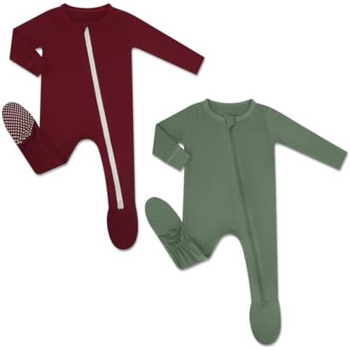 HAPIU Rayon from Bamboo Baby Footed Pajamas, 2 Way Zipper YKK, Footie for Baby Boy Girls, Newborn-24 Months