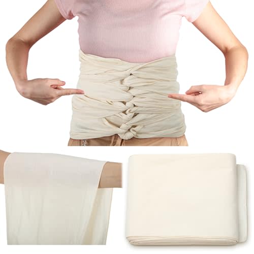 Hahafelt Bengkung Postpartum Belly Binding Wrap Traditional White Unbleached Muslin Cotton Cloth Postpartum Wrap for Women Pregnancy Waist Supply 17 Yards Long(Locked Edge)