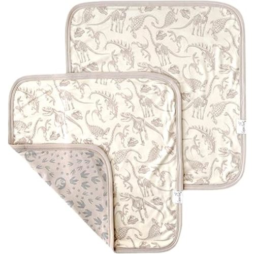 Copper Pearl Baby Security Blanket Set of 2: Portable Size for Self-Soothing On-The-Go, Ideal Baby Blankets for Boys and Girls, Ultra-Soft, and Gift-Ready Loveys - Jurassic Park Fossils