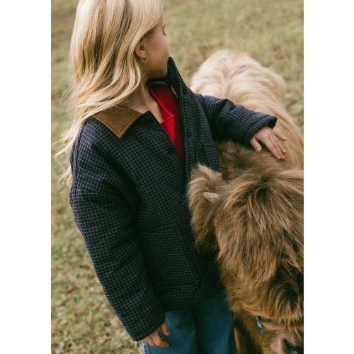 Check Barn Coat- Navy