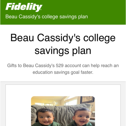 Beau’s 529 Account Contribution