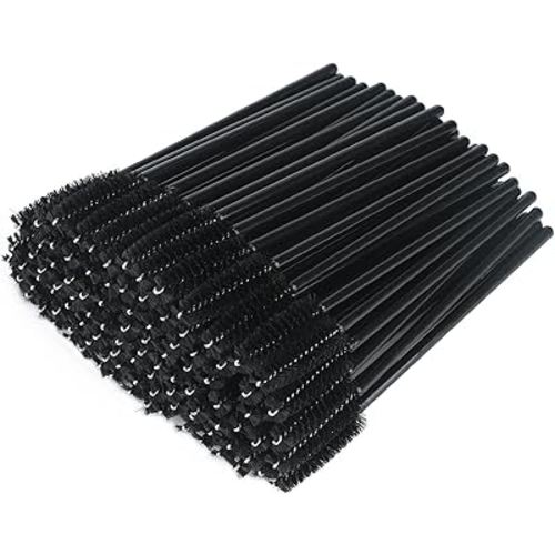 G2PLUS 100PCS Disposable Eyelash Brushes, Adjustable Mascara Wands Makeup Applicator Kits, Eyelash Spoolies Brushes for Eyelash Extensions and Eyebrows (Black)