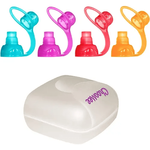 ChooMee SoftSip Food Pouch Tops | 4 Colors + White case | Prevent Spills