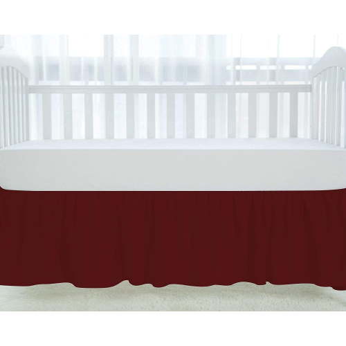 1 Piece Luxury Ruffle Crib Bed Skirt Dust Ruffle 100% Microfiber Nursery Crib Toddler Bedding Skirt for Baby Boys or Girls, 14" Drop - Burgundy Solid