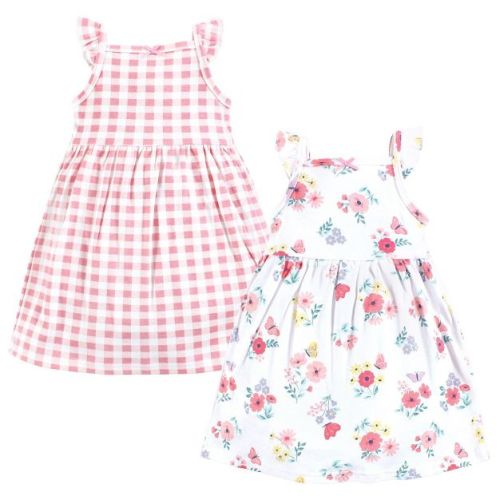 Hudson Baby Girls Cotton Dresses, Butterfly Floral, 6-9 Months