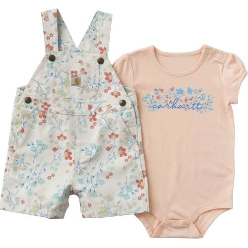 Girls' 2-Piece Short Sleeve Bodysuit & Canvas Shortall Set (Baby)