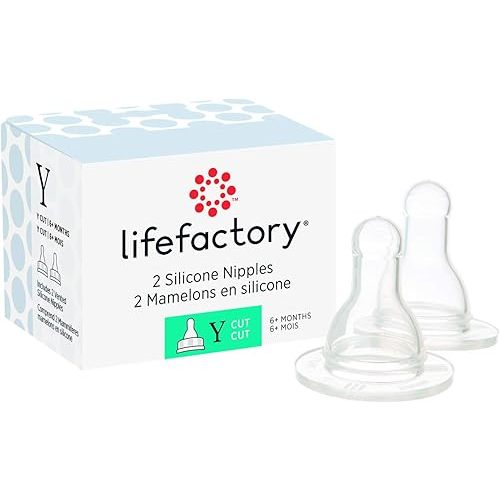 Lifefactory BPA-Free Stage Y (6+ Months) Silicone Nipples, 2-Pack