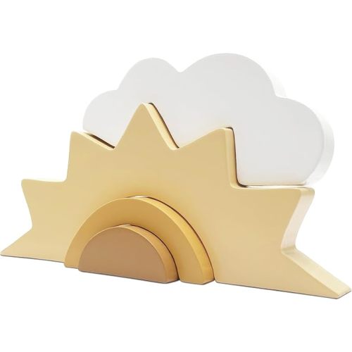 AWISBI Wooden Cloud and Sun Rainbow Decoration, Baby Nursery Shelf Decor