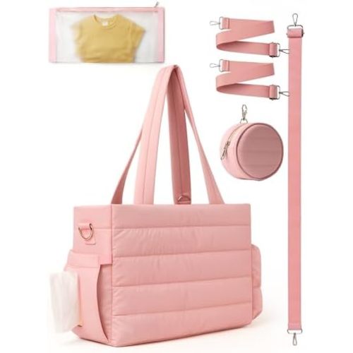 Large Diaper Bag Tote for Women, Crossbody Mommy Bag with Waterproof Bult-in Removable Diaper Bag