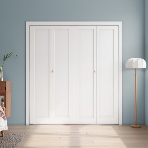 SMARTSTANDARD Paneled Manufactured Wood 1-Panel White Primed Bi-fold Door With Hardware Kit & Reviews | Wayfair