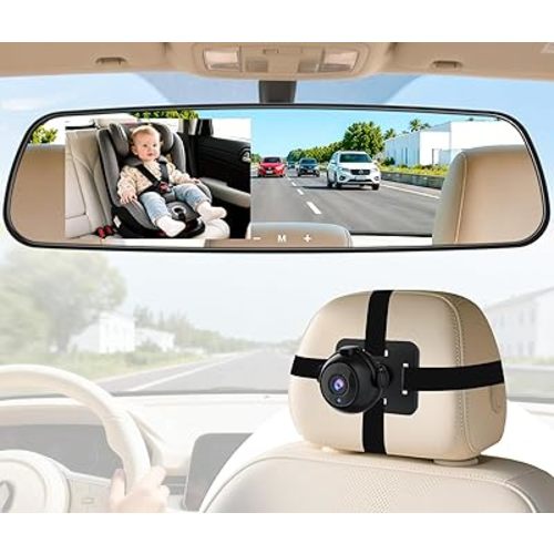 HD 1080P Baby Car Mirror Camera: Dash-Free No Separate External Monitor, 4.3" Anti-Glare Display, 140° Wide Angle No-Glow Night Vision, Plug & Play Heat Resistant for Parents Long Road Driving
