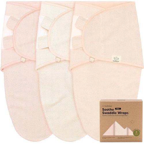 3-Pack Organic Swaddles for Newborns, Baby Sleep Sacks 0-3 Months - Baby Swaddle Wrap, Newborn Wearable Blanket, Infant Sleep Sack for Girls, Boys, Soft & Snug, Large Hook & Loop Closure (Angelic)
