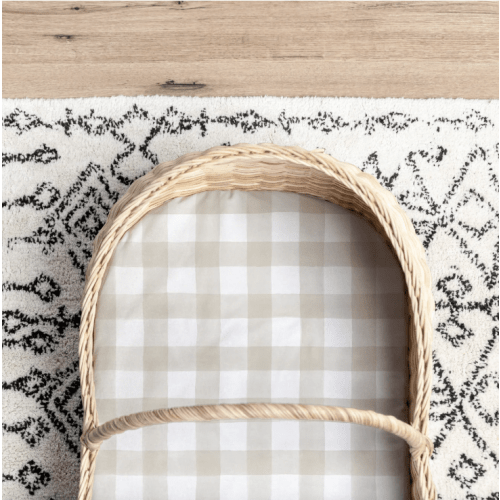 Waterproof Small Bassinet Sheet | Latte Gingham