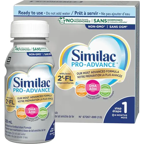 Similac Pro-Advance Step 1, Baby Formula, Our Closest Formula to Breast Milk with 2’-FL, Easy To Digest, 0+ Months, Ready to Feed, 16 x 235 mL