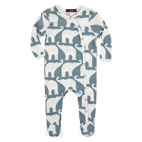 Milkbarn Baby Footed Romper - Blue Elephant
