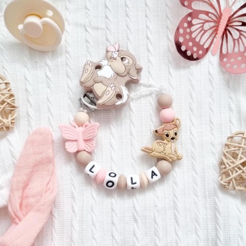Personalized Thumper and Bambi Pacifier Clip – Disney Pacifier Clip – Baby Gift