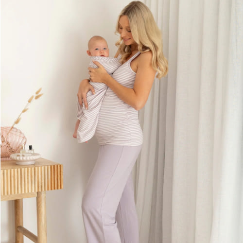 Elara Maternity & Nursing 3-Piece Set in Lavender Stripe – Angel Maternity USA