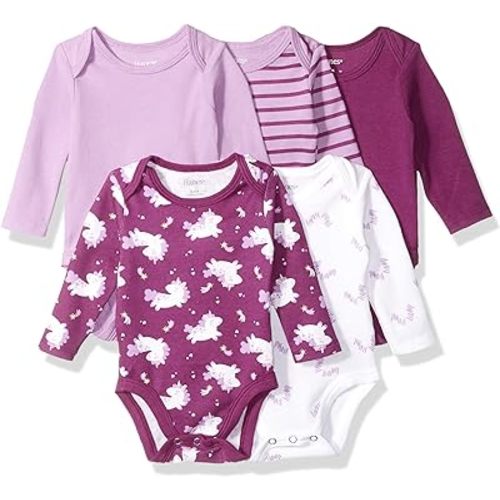 Hanes Baby and Toddler Ultimate Flexy Long Sleeve Bodysuit (5 Pack)