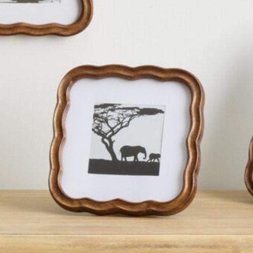 Walnut Acacia Wood Scalloped Picture Frame - World Market (4x4)