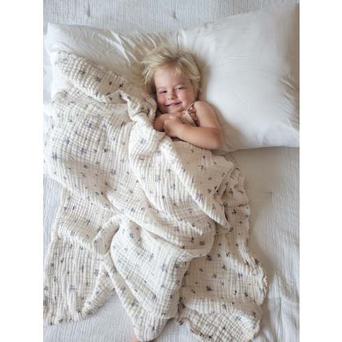 Lottie Vintage Floral QUILTED 6 Layer Gauze Blanket