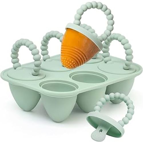 All-Silicone Baby Popsicle Molds with Sticks, AODISTUCE 1 oz Popsicles Molds for Babies Breastmilk Popsicle Molds for Teething Relief, Frozen Treats Maker Popsicle Maker Ice Pop Mold for Toddlers Kids