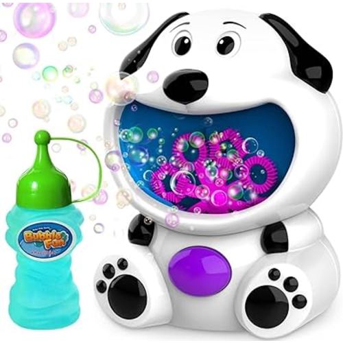 Kid Odyssey Bubble Machine, Dog Bubble Blower with 4 fl oz Bubble Solution Refill, Non-Toxic Bubbles for Kids, Automatic Bubble Machine for Parties, Bubble Toys for Indoor Outdoor