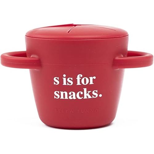 Bella Tunno Snack Cups for Toddlers, Silicone Spill Proof Food Container with Lid, Babies & Kids 6-12 Months, S is for Snacks