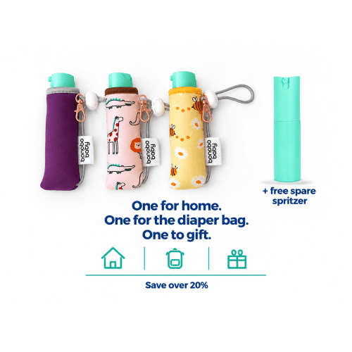 Portable Wipes Spritzer Pouch Trio - 3-Pack, 20ml Bottle | Bonobo Baby