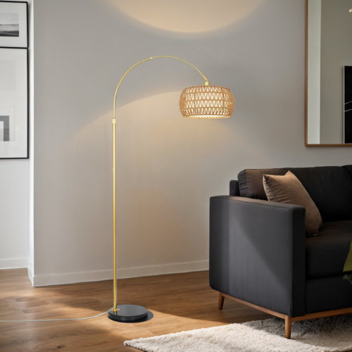 Bay Isle Home™ Arc Rattan Floor Lamp | Wayfair