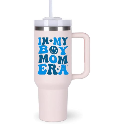 momocici Boy Mom Gifts Ideas.40 oz In My Boy Mom Era Tumbler with Handle.BoyMom Cup Tumblers Gift.40 oz Birthday Christmas Mothers Day Cups Tumbler Gifts for boymom.
