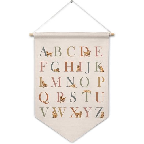 ArtisaEura Golden Retriever Alphabet Wall Canvas Banners, Dog ABC Chart Educational Hanging Display Pennant Flags Wall Decor for Classroom Kid Room Nursery Playroom Homeschool