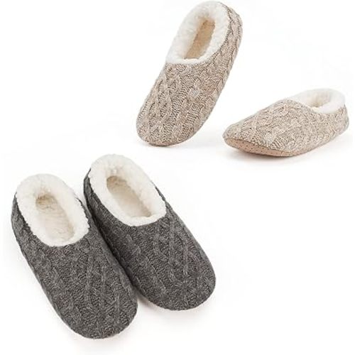 Cozylook 2-Pair Slipper Socks for Women Non Slip Soft Sole Slippers
