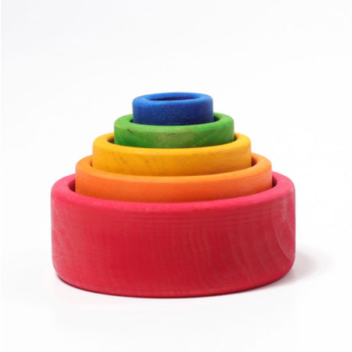 Grimm's Rainbow Stacking Bowls Red to Blue