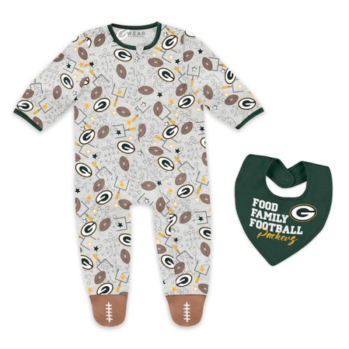Infant & Newborn Green Bay Packers WEAR by Erin Andrews Sleep and Play Full-Zip Sleeper & Bib Set
