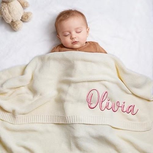 Personalized Baby Name Blanket, Custom Swaddle Blanket with Name, 30 * 40 inch, Personalized Baby Gifts for Boys and Girls, Newborn, Baby Shower, Birthday, Christmas