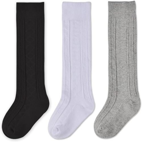 EPEIUS Baby Knee High Socks - Baby Girls Seamless Tube Ruffled Stockings Cotton Long Socks Over the Knee Sox 0-6 Years